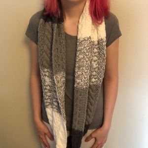 White and gray infinity scarf